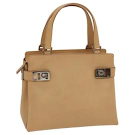 Salvatore Ferragamo-Salvatore Ferragamo Gancini Hand Bag Leather Beige Auth yk13698-Beige