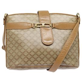 Céline CELINE Macadam Canvas Shoulder Bag Beige Auth 83128 Beige