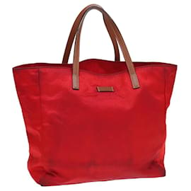 Gucci-GUCCI GG Canvas Tote Bag Nylon Red Auth ti1860-Red