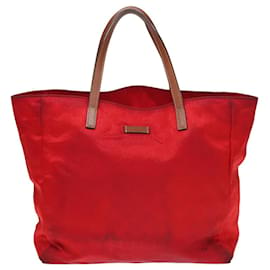 Gucci-GUCCI GG Canvas Tote Bag Nylon Red Auth ti1860-Red