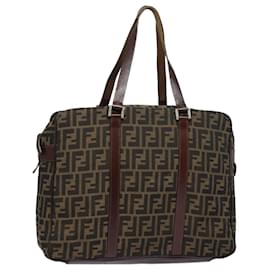 Fendi-FENDI Zucca Canvas Tote Bag Brown Black Auth bs15989-Brown,Black