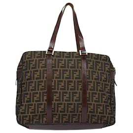 Fendi-FENDI Zucca Canvas Tote Bag Brown Black Auth bs15989-Brown,Black