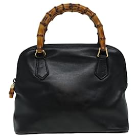 Gucci-GUCCI Bamboo Hand Bag Leather 2way Black 000 090 0290 Auth 82700-Black