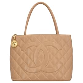 Chanel-Chanel Caviar Skin Tote Bag-Beige