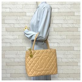 Chanel-Chanel Caviar Skin Tote Bag-Beige