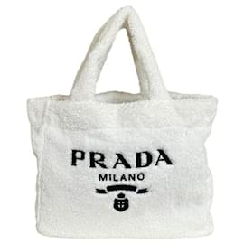 Prada-Prada Terry Tote Bag Pile 1BG130-White