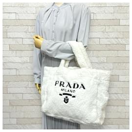 Prada-Prada Terry Tote Bag Pile 1BG130-White