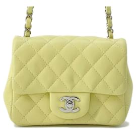 Chanel-Chanel Yellow Lambskin Shoulder Bag-Yellow