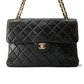 Chanel-Chanel Black Lambskin Chain Shoulder Bag-Black