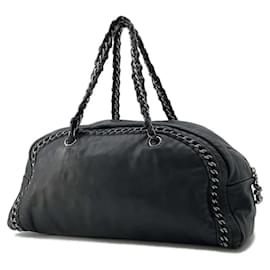 Chanel-Chanel Black Leather Chain Shoulder Bag-Black