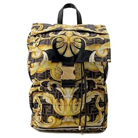 Fendi-Fendi Rucksack Fendace Backpack-Brown,Black,Yellow