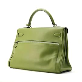 Hermès-Hermes Kelly Raki 32 Handbag in Green Swift Leather-Green