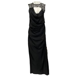Jonathan Simkhai Black Vea Sleeveless Draped Dress with Lace Black