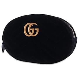 Gucci-Black Gucci GG Marmont Matelasse Velvet Belt Bag-Black