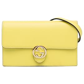 Gucci-Yellow Gucci Interlocking G Dollar Wallet on Chain-Yellow