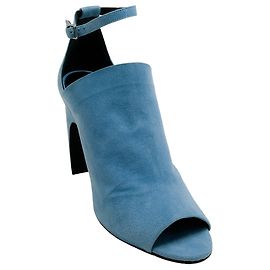 Pierre Hardy Blue Suede Caress Peep Toe Shooties with Ankle Strap Blue