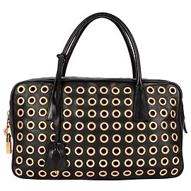 Borsa Bauletto nera con occhielli Prada Nero