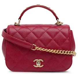 Chanel-Red Chanel Mini Caviar Carry Around Flap Satchel-Red