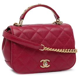 Chanel-Red Chanel Mini Caviar Carry Around Flap Satchel-Red