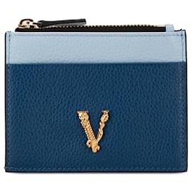 Versace-Blue Versace Virtus Logo Card Holder-Blue