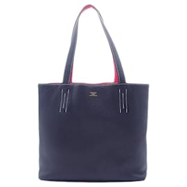 Hermès-Blue Hermès Clemence Double Sens 28 Tote Bag-Blue