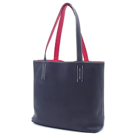 Hermès-Blue Hermès Clemence Double Sens 28 Tote Bag-Blue