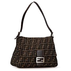 Fendi-Brown Fendi Zucca Canvas Mamma Forever Shoulder Bag-Brown