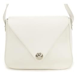 Hermès-White Hermès Clemence Christine Shoulder Bag-White