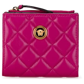 Versace-Pink Versace La Medusa Quilted Leather Wallet-Pink