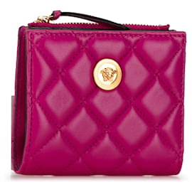 Versace-Pink Versace La Medusa Quilted Leather Wallet-Pink