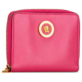 Versace-Pink Versace Medusa Leather Small Wallet-Pink