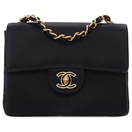 Chanel-Black Chanel Mini Square Classic Satin Single Flap Crossbody Bag-Black