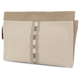 Hermès-Beige Hermès Toile Trousse de Voyage Jimetou GM Clutch Bag-Beige