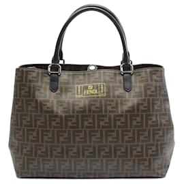 Fendi-Brown Fendi Zucca Coated Canvas Satchel-Brown