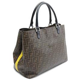 Fendi-Brown Fendi Zucca Coated Canvas Satchel-Brown