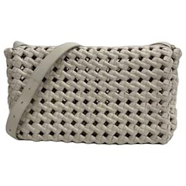 Bottega Veneta-Gray Bottega Veneta Woven Canvas Crochet Window Crossbody-Other