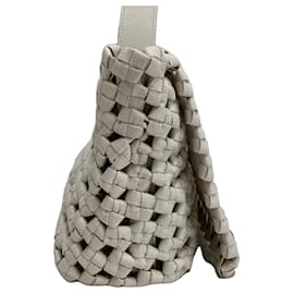 Bottega Veneta-Gray Bottega Veneta Woven Canvas Crochet Window Crossbody-Other