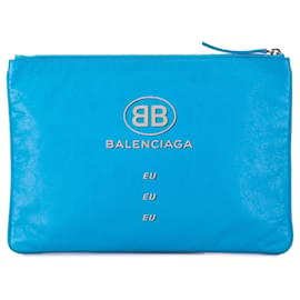 Balenciaga-Blue Balenciaga Supermarket Leather Pouch-Blue