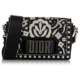 Dior-Black Dior Medium Embroidered Dio(r)evolution Flap Crossbody Bag-Black