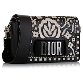 Dior-Black Dior Medium Embroidered Dio(r)evolution Flap Crossbody Bag-Black