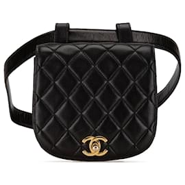 Chanel-Black Chanel CC Quilted Lambskin Belt Bag-Black