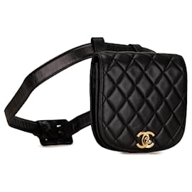 Chanel-Black Chanel CC Quilted Lambskin Belt Bag-Black