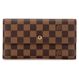 Louis Vuitton-Brown Louis Vuitton Damier Ebene Porte Tresor International Long Wallets-Brown