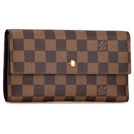 Louis Vuitton-Brown Louis Vuitton Damier Ebene Porte Tresor International Long Wallets-Brown