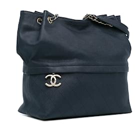 Chanel-Blue Chanel Zip and Carry Shopping Tote-Blue