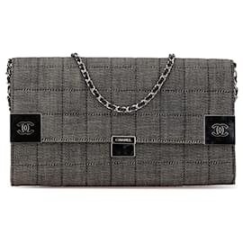 Chanel-Gray Chanel Denim Choco Bar Chain Flap Shoulder Bag-Other