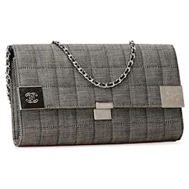 Chanel-Gray Chanel Denim Choco Bar Chain Flap Shoulder Bag-Other