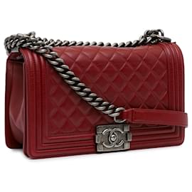 Chanel-Red Chanel Medium Lambskin Boy Flap Crossbody Bag-Red