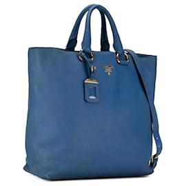 Prada-Blue Prada Vitello Daino Satchel-Blue