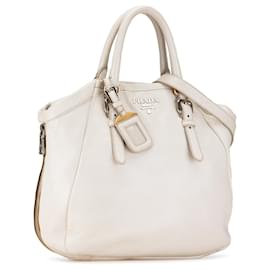 Prada-White Prada Vitello Daino Satchel-White